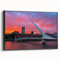 Black and white framed canvas of Buenos Aires landscape, vintage poster style, ideal for bedroom wall art.