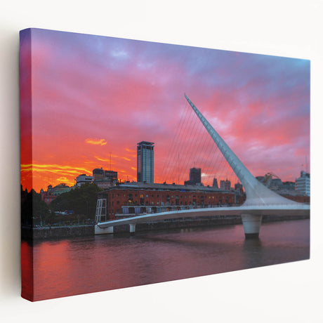Abstract cityscape of Buenos Aires in muted gray and blue tones on stretched canvas, ideal for kitchen wall art.