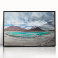 Large abstract wall art depicting a Bolivian landscape in earthy tones on a framed acrylic.