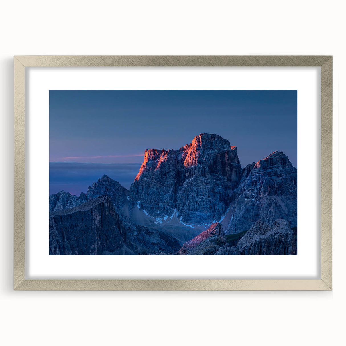 Textured abstract art print depicting a vibrant Venezuelan landscape on a framed silver mat, ideal for bedroom art.