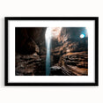Abstract art print featuring vibrant, colorful strokes on a large canvas, ideal for living room decor.