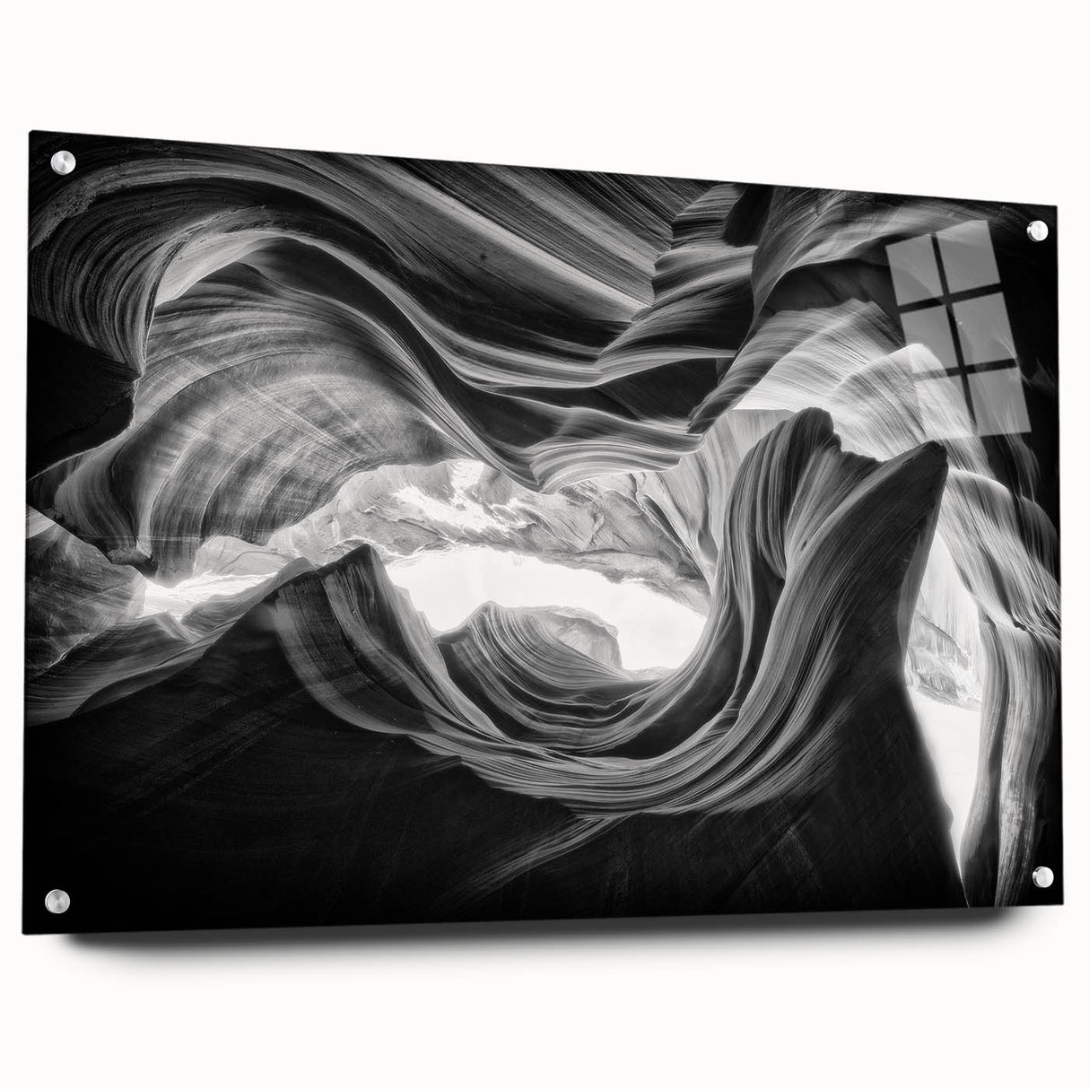 Acrylic print of Antelope Canyon in Arizona, showcasing red and orange rock formations.