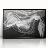 Large abstract wall art depicting Antelope Canyon in Arizona, with warm earth tones on a framed acrylic.