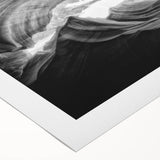 Art Deco poster of Antelope Canyon in vibrant orange and red tones on rolled canvas, suitable for dining room decor.