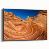 Black and white framed canvas of Arizona's Coyote Buttes, ideal for bedroom landscape art.