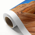 Art deco poster of Arizona's Coyote Buttes in pastel shades on rolled canvas, ideal for nursery wall art.