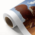 Art deco poster of Monument Valley in pastel shades on rolled canvas, ideal for nursery wall art.