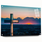 Large abstract wall art of Arkansas scenery on acrylic glass, featuring subdued earth tones.