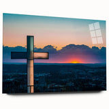 Large abstract wall art of Arkansas scenery in muted earth tones on acrylic glass, suitable for bedroom or dining room decor.