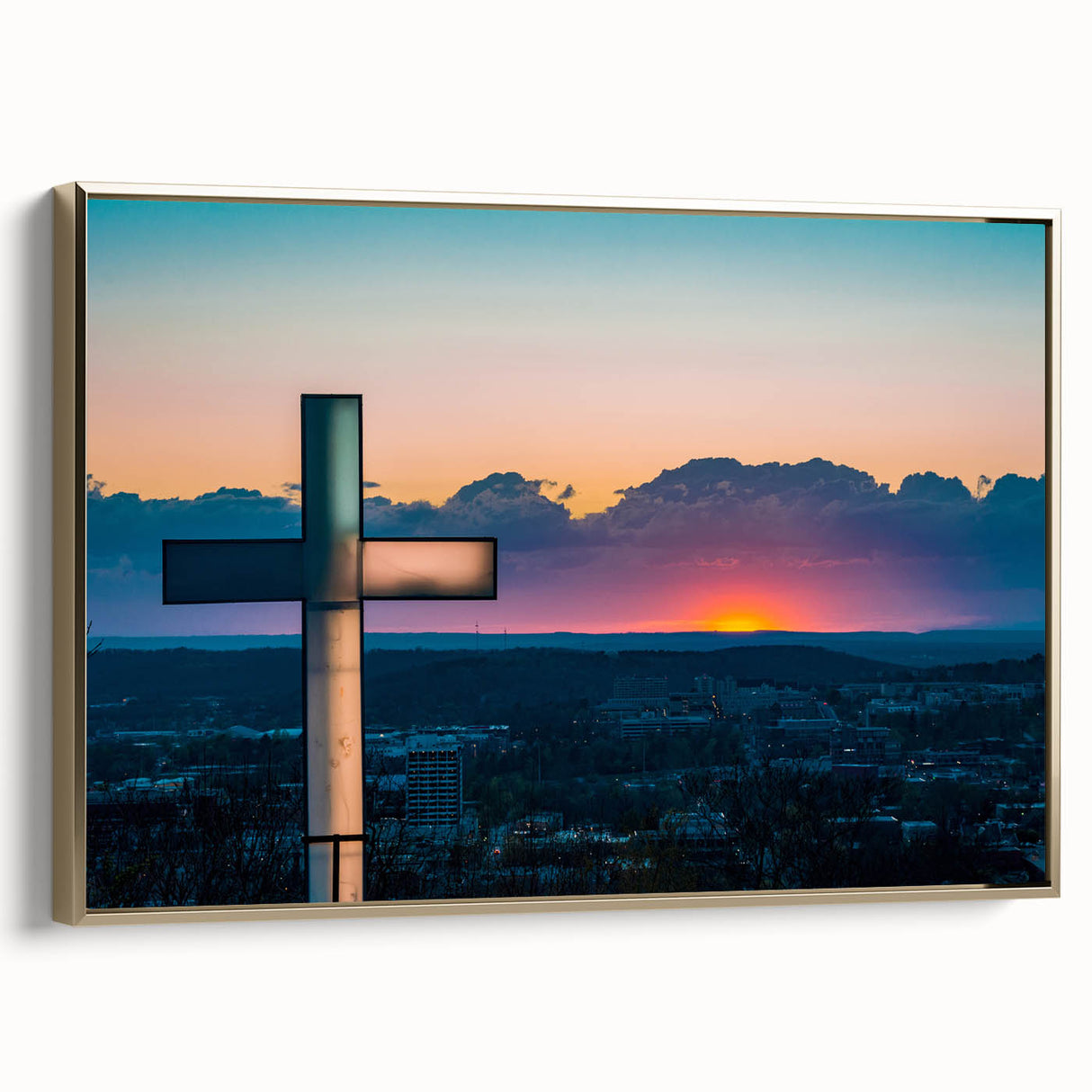 Framed canvas depicting a vintage-style Arkansas landscape in muted earth tones, ideal for bedroom wall art.