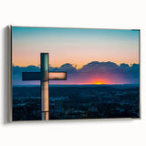 Vintage poster-style landscape art of Arkansas scenery on a framed canvas, featuring colorful art with black borders.