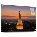 Acrylic glass print of a large abstract depiction of Berkeley, California in muted earth tones.