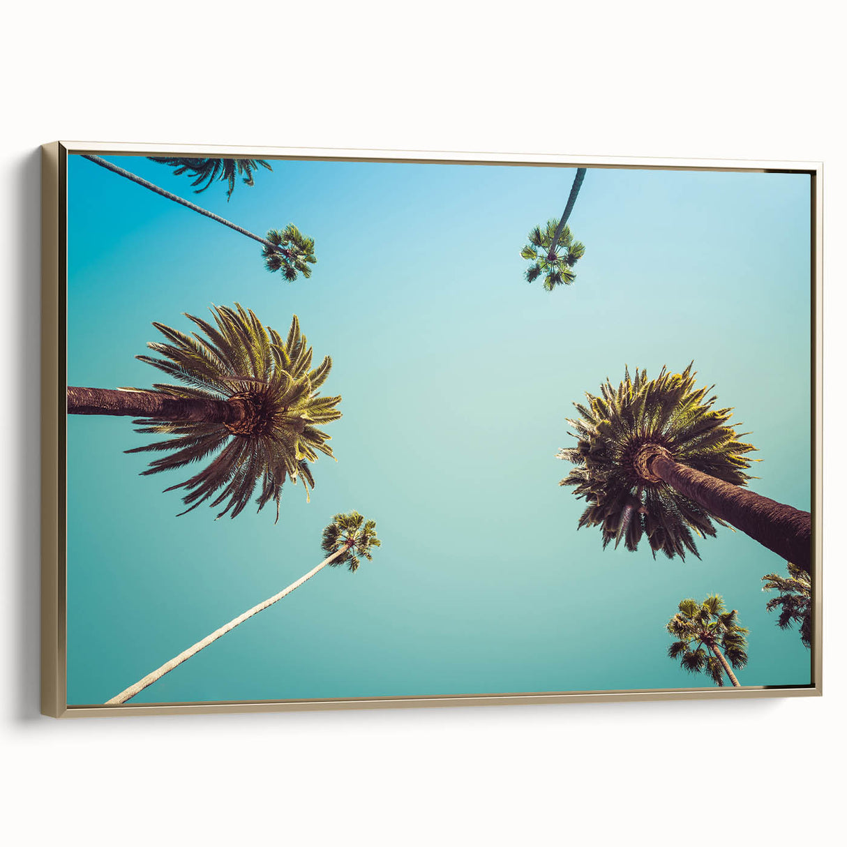 Framed canvas wall art depicting a vintage-style Beverly Hills landscape in black and gold tones, ideal for bedroom decor.