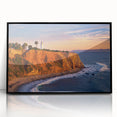 Large abstract wall art depicting Catalina, California in muted earth tones on a framed acrylic print.