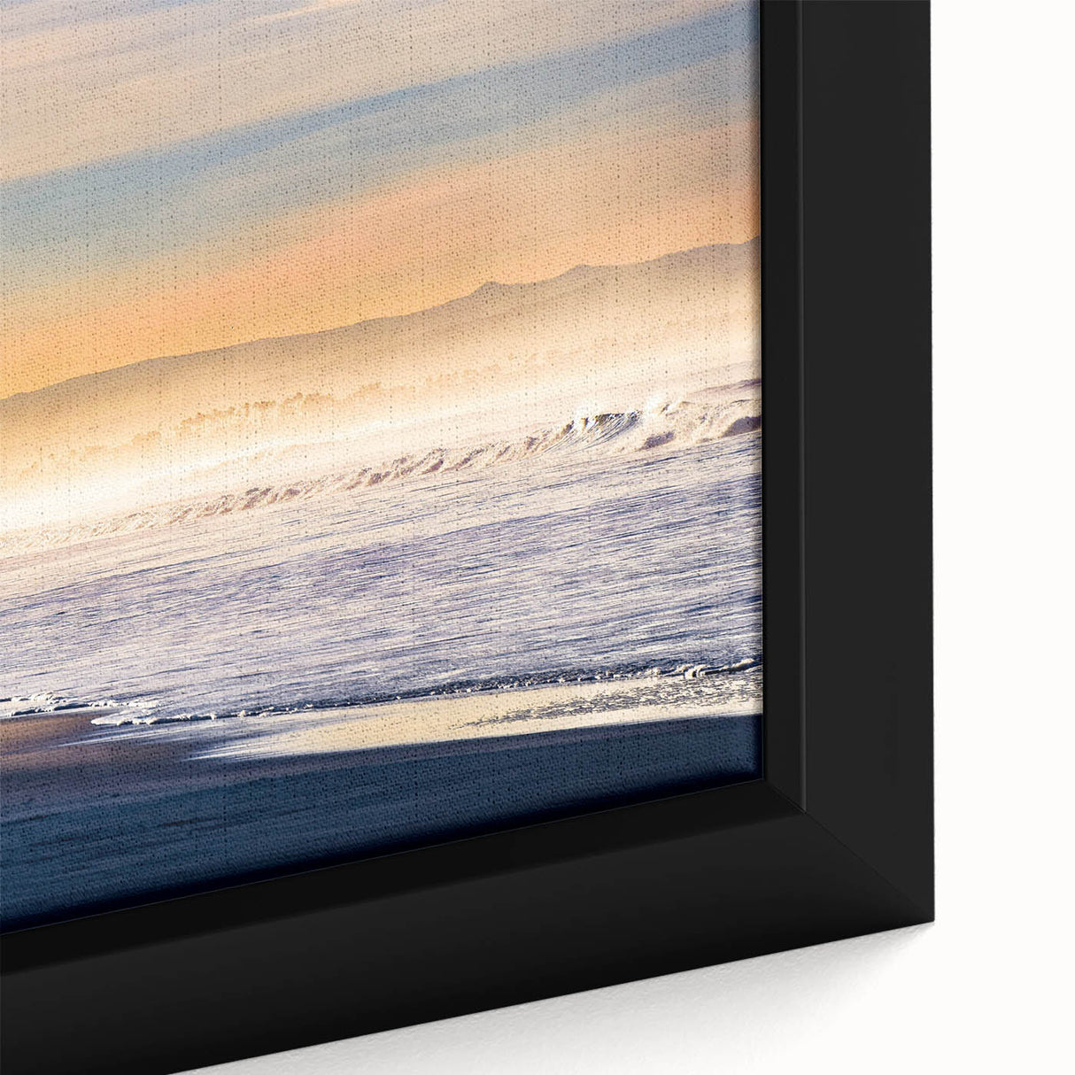 Black wall art depicting a textured scene of Coronado, California, in vibrant colors on a framed canvas.