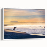 Vintage poster art of Coronado, California in vibrant colors on a large framed canvas, ideal for living room decor.