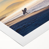 Art deco poster featuring the Coronado, California skyline in muted blue and gray tones on a rolled canvas.
