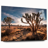 Large abstract wall art depicting Joshua Tree, in muted earth tones, printed on acrylic glass.
