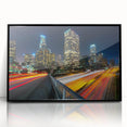 Large abstract wall art depicting the Los Angeles skyline in muted gray tones on a framed acrylic print.