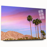 Acrylic print of a Palm Springs landscape in muted earth tones, suitable for bedroom or dining room decor.