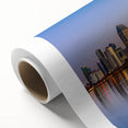 Art Deco style poster of San Diego skyline in pastel colors on rolled canvas, ideal for nursery wall art.