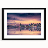 Extra large abstract art print of San Francisco scenery in colorful, textured style on a black framed canvas.