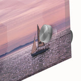 Large abstract wall art of Santa Barbara scenery in mid-century modernist style on acrylic glass.