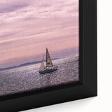 Black wall art depicting the Santa Barbara coastline in textured, colorful art on a framed canvas.