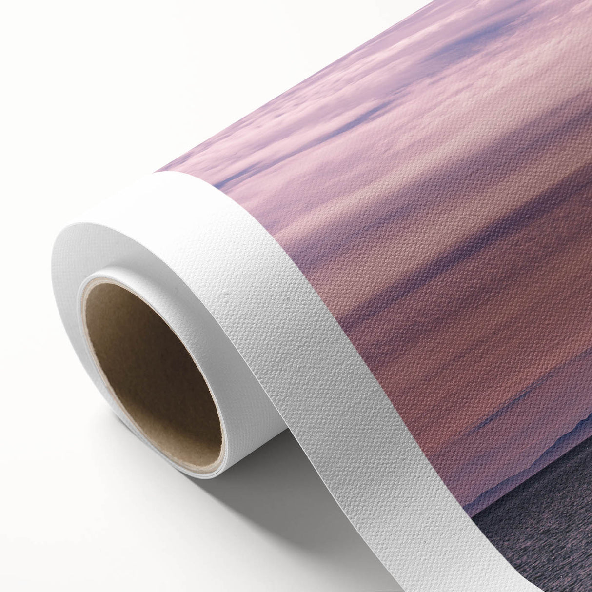 Art Deco style poster of Santa Barbara scenery on rolled canvas, featuring pastel shades.