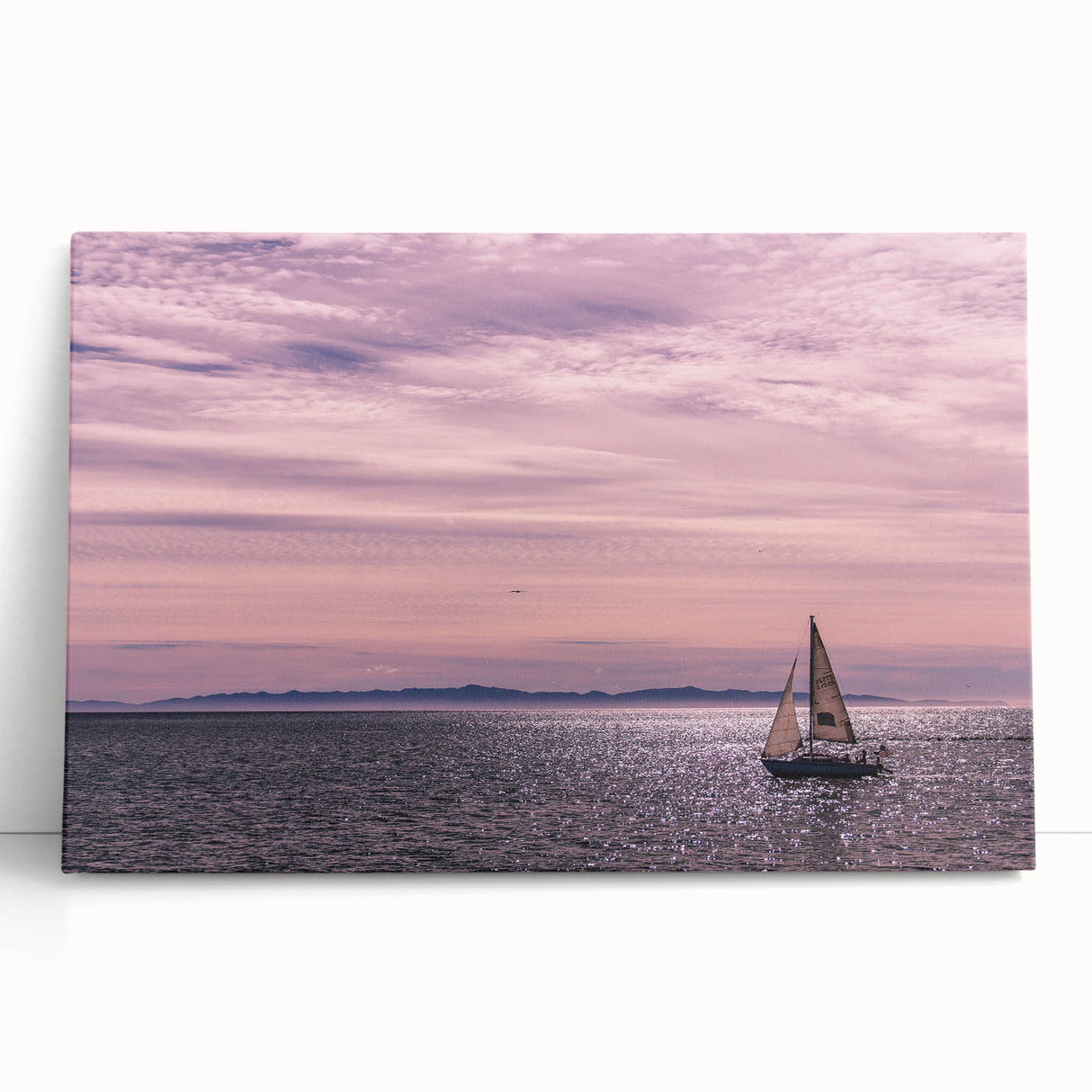 Black and white stretched canvas of Santa Barbara coastline, ideal for kitchen wall art or bedroom ambiance.