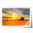 Extra large wall art featuring a serene Santa Monica beach scene in muted pastel shades.