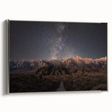 Landscape art painting of Sierra Nevada on framed canvas.