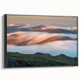 Black and white framed canvas of Vail, Colorado landscape, ideal for bedroom wall decor.