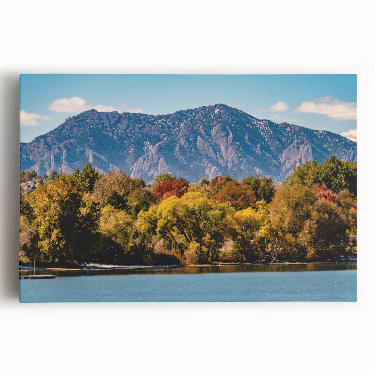 Black and white photograph of Boulder, Colorado on large stretched canvas, suitable for kitchen wall art.