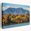 Scenic Boulder, Colorado landscape on large stretched canvas, featuring earthy green and blue tones.