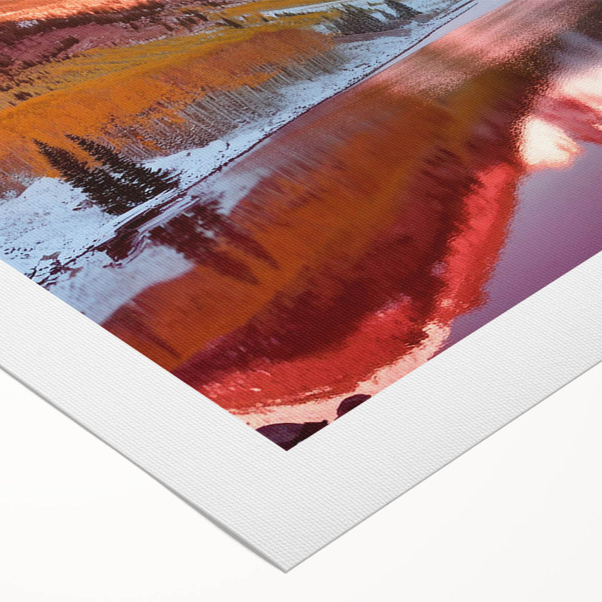 Art deco poster of Maroon Bells, Colorado with vibrant autumn colors on rolled canvas, suitable for dining room wall art.