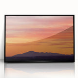 Large abstract wall art of Pikes Peak in Colorado, featuring muted earth tones on a framed acrylic.