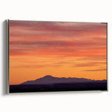 Landscape art painting of Pikes Peak in Colorado, featuring colorful art on a black vintage poster styled framed canvas.