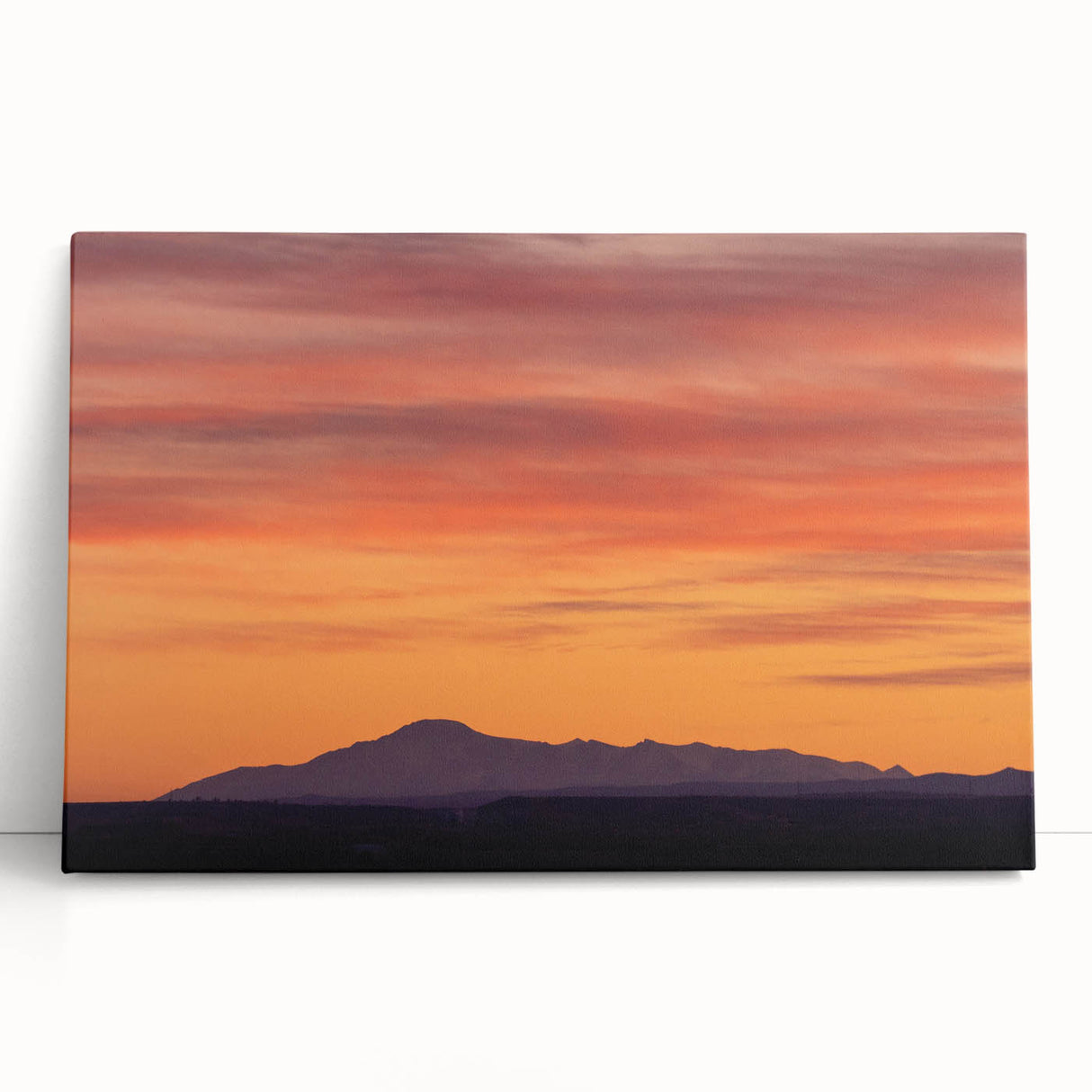 Black and white photo of Pikes Peak on stretched canvas, suitable as large kitchen wall art or for bedroom ambiance.