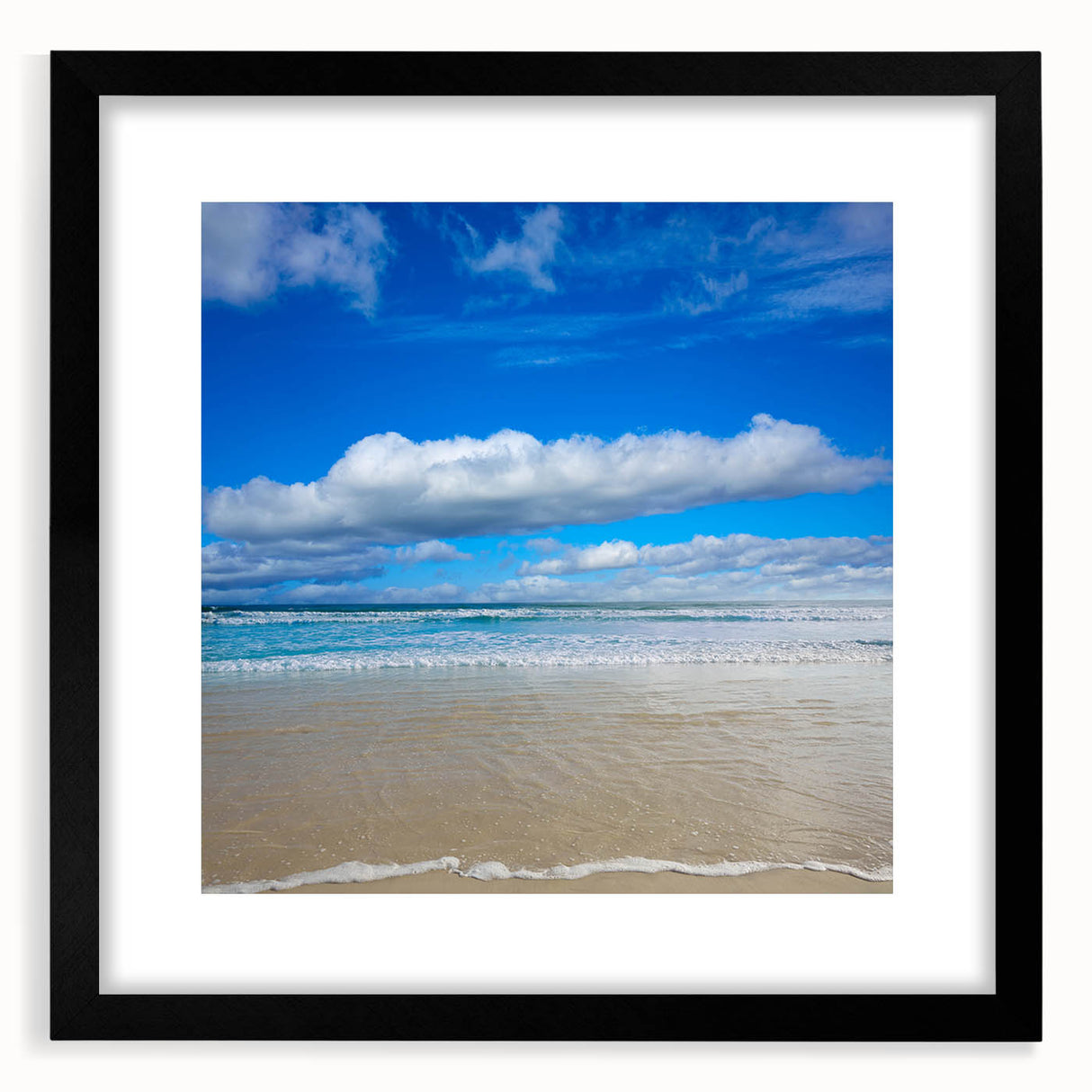 Extra large, textured abstract art print featuring vibrant, colorful swirls on a framed black mat.
