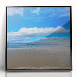 Large abstract wall art featuring a Daytona scenery in muted earth tones on framed acrylic.