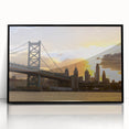 Large abstract wall art depicting Delaware scenery in muted earth tones on a framed acrylic.
