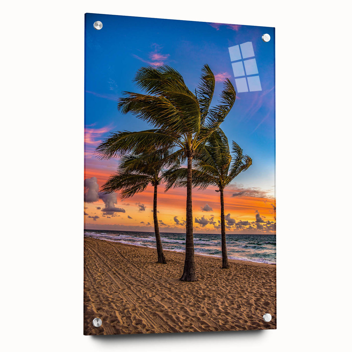 Acrylic print of Fort Lauderdale scenery in muted blues and greens, suitable for bedroom or dining room decor.