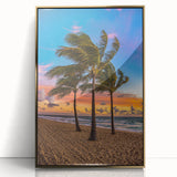 Framed acrylic print of Fort Lauderdale scenery in gold tones, ideal for modern art wall decor.