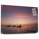 Acrylic print of a large abstract depiction of the Florida Keys in blue and green tones.