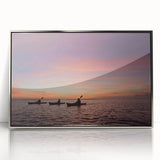 Mid-century modernist art of Florida Keys in acrylic print with silver frame, ideal for modern art wall decor.