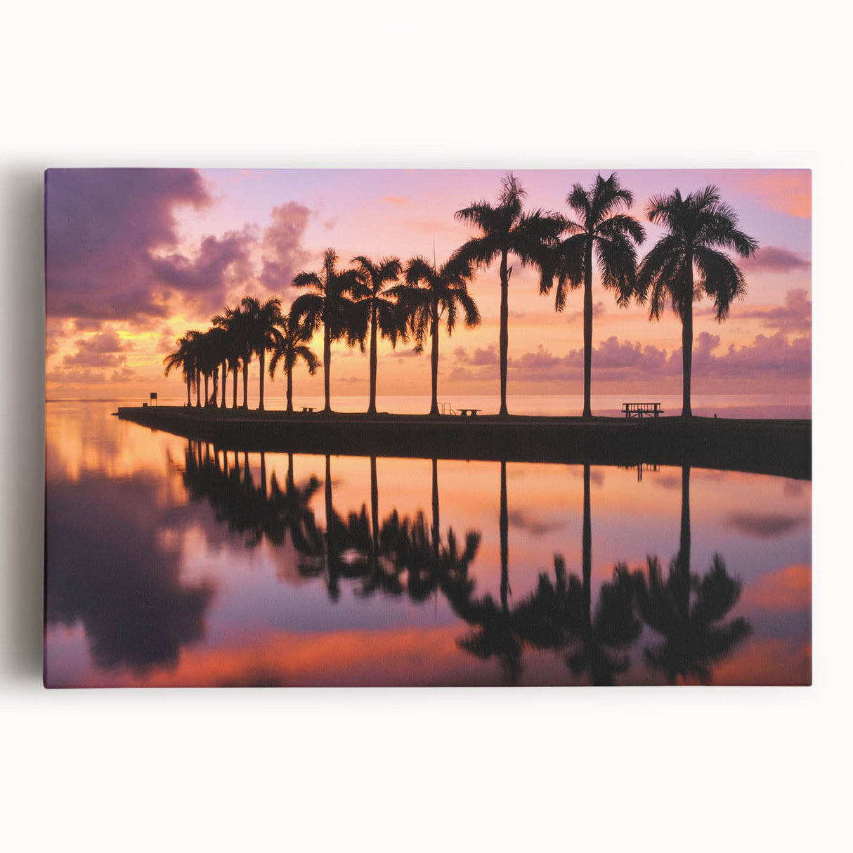 Black and white photo of Miami skyline on large stretched canvas, suitable for kitchen wall art.