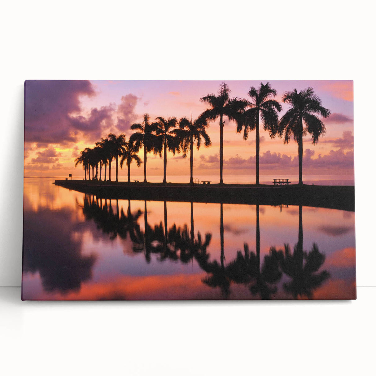 Black and white large art print of Miami skyline on stretched canvas, suitable for kitchen or bedroom wall decor.