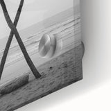 Large abstract wall art depicting Florida's Palm Beach on acrylic glass in mid-century modernist style.