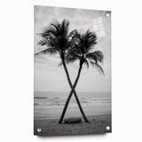 Acrylic print of Palm Beach scenery with vivid blue ocean and sky, ideal for bedroom or dining room wall art.